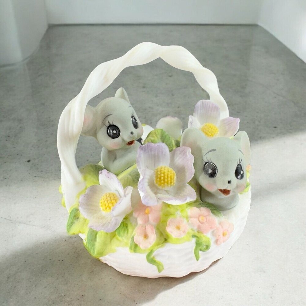 Josef Originals Mice Figurine LOVE IS NEVER BEING ALONE Basket of Love Georgian